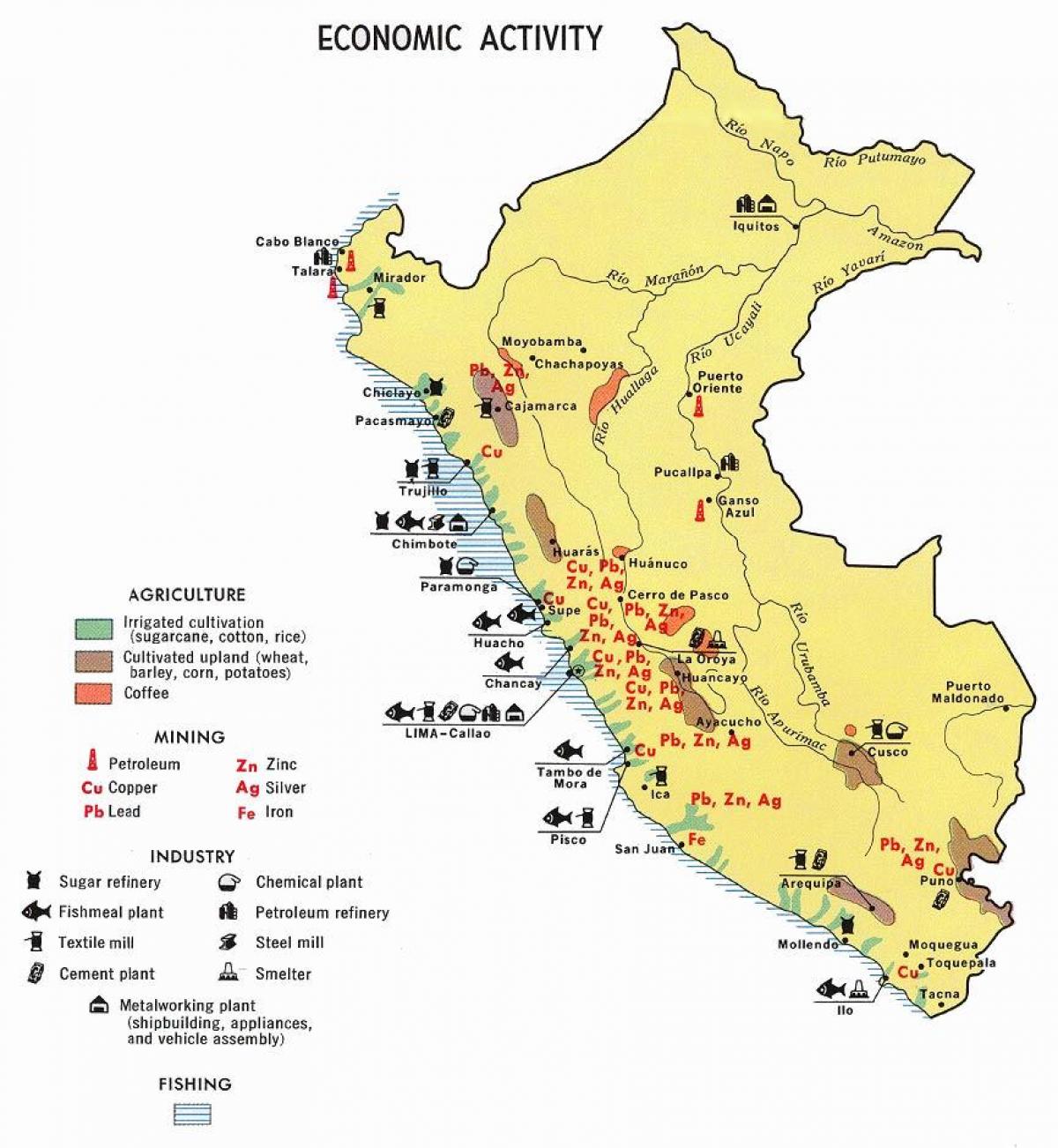 мапа на Перу земјоделството
