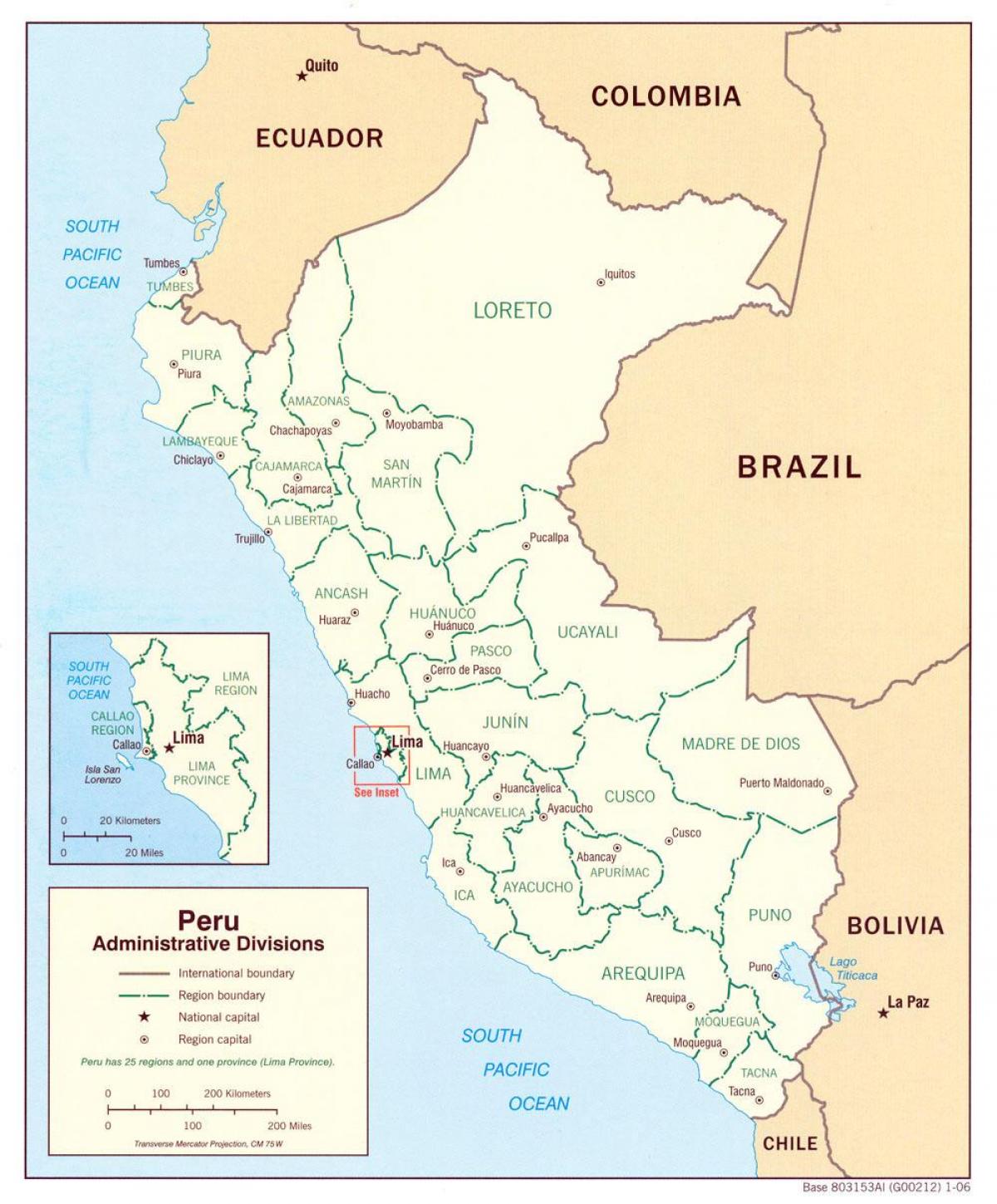 картата покажува на Перу