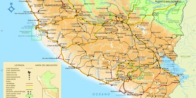 Карта на јужниот дел на Перу